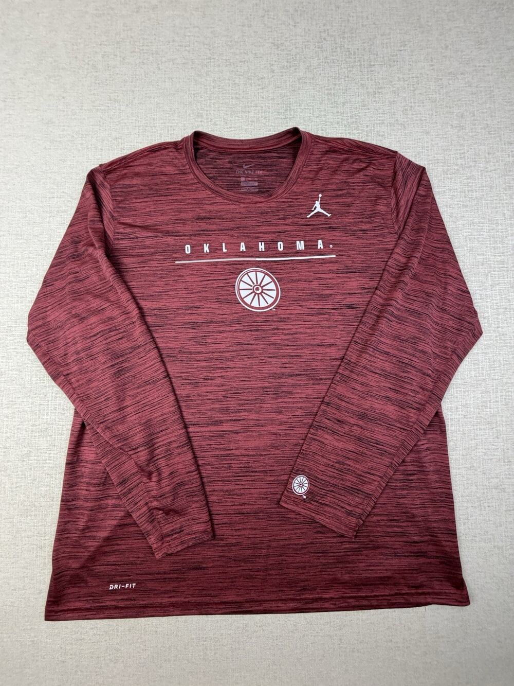 Nike Jordan OU Oklahoma Sooners Men’s XXL Crimson Dri-FIT Long Sleeve Shirt